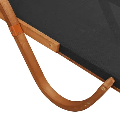 Șezlong cu Copertină - Gri, Textilenă, Lemn Masiv | Comandă Acum