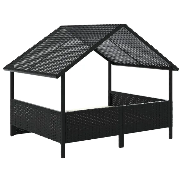 Casă pentru câini cu pernă - Poliratan rezistent la intemperii