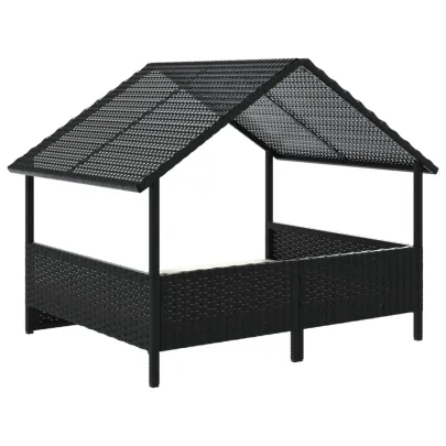 Casă pentru câini cu pernă - Poliratan rezistent la intemperii