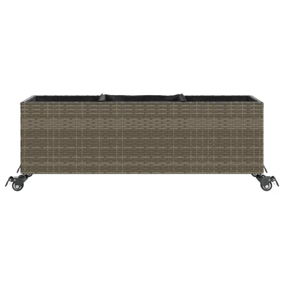 Jardinieră Grădină cu Rotele și 3 Ghivece - Poliratan Gri