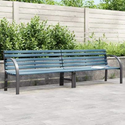 Bancă Grădină Gri 225 cm Lemn Brad Oțel | Livrare Gratuită