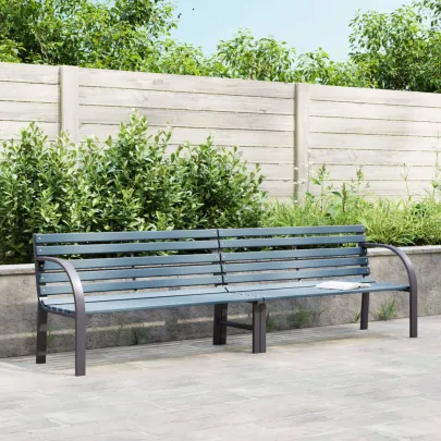 Bancă Grădină Gri 225 cm Lemn Brad Oțel | Livrare Gratuită