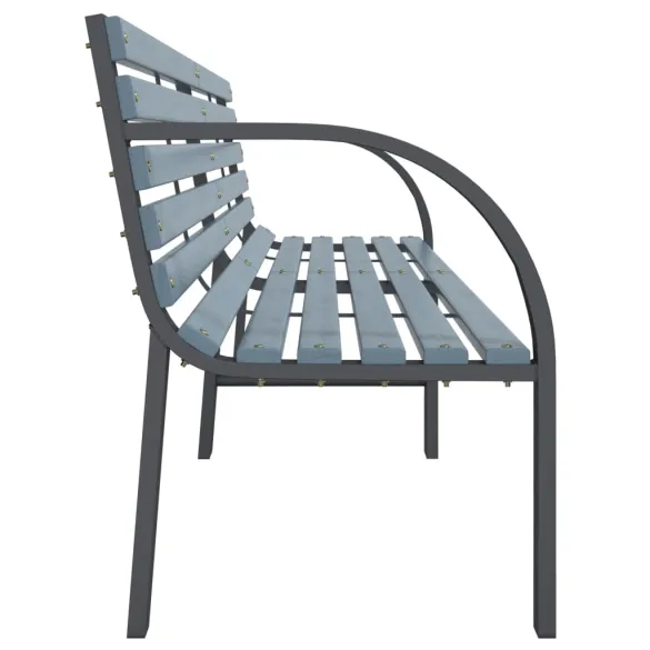 Bancă Grădină Gri 225 cm Lemn Brad Oțel | Livrare Gratuită