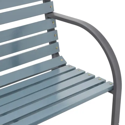 Bancă Grădină Gri 225 cm Lemn Brad Oțel | Livrare Gratuită