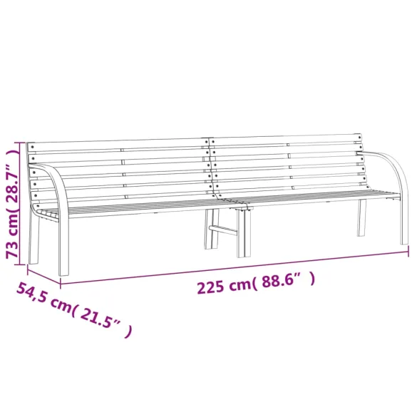 Bancă Grădină Gri 225 cm Lemn Brad Oțel | Livrare Gratuită