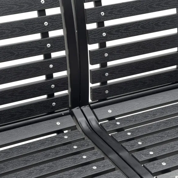 Bancă dublă grădină negru 231 cm - oțel și WPC