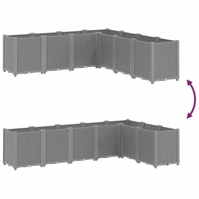 Jardinieră Grădină Modulară Gri - 160x160 cm - PP