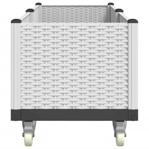 Jardinieră Grădină cu Roți și Spalier - Alb - 160x50x54 cm