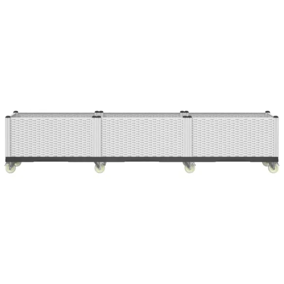 Jardinieră Grădină cu Roți - Alb - 240x50x54 cm - PP