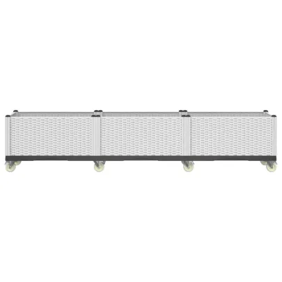 Jardinieră Grădină cu Roți - Alb - 240x50x54 cm - PP