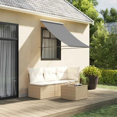 Copertină Retractabilă Antracit 100x150 cm - Textil și Oțel