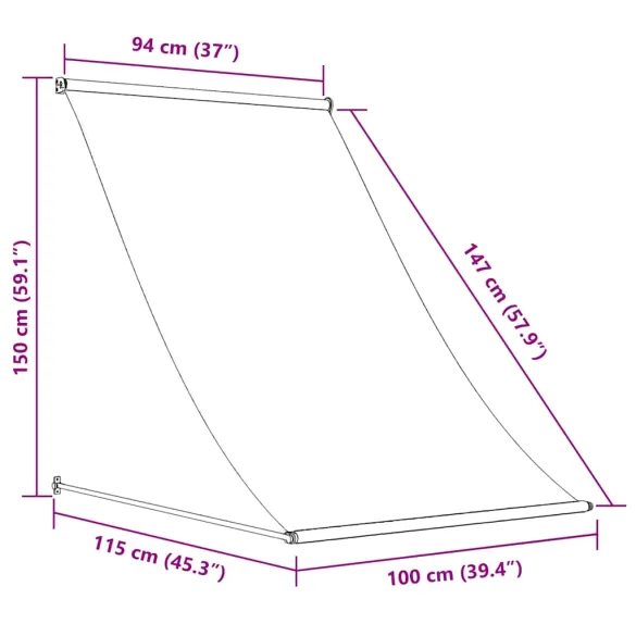 Copertină Retractabilă Antracit 100x150 cm - Textil și Oțel