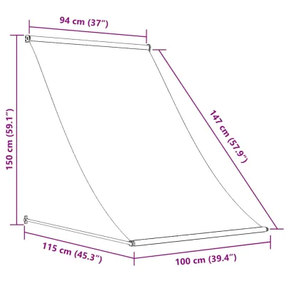 Copertină Retractabilă Antracit 100x150 cm - Textil și Oțel