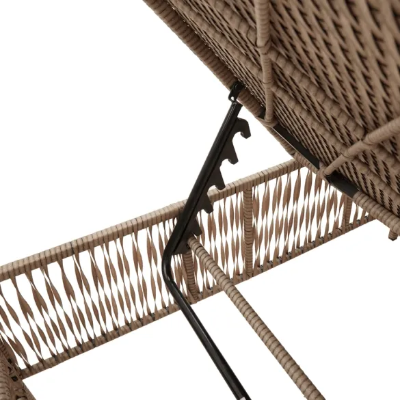 Șezlonguri cu Masă - Set 2 Buc - Bej - Poliratan