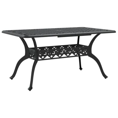 Masă Grădină Aluminiu Turnat Negru | Livrare Gratuită