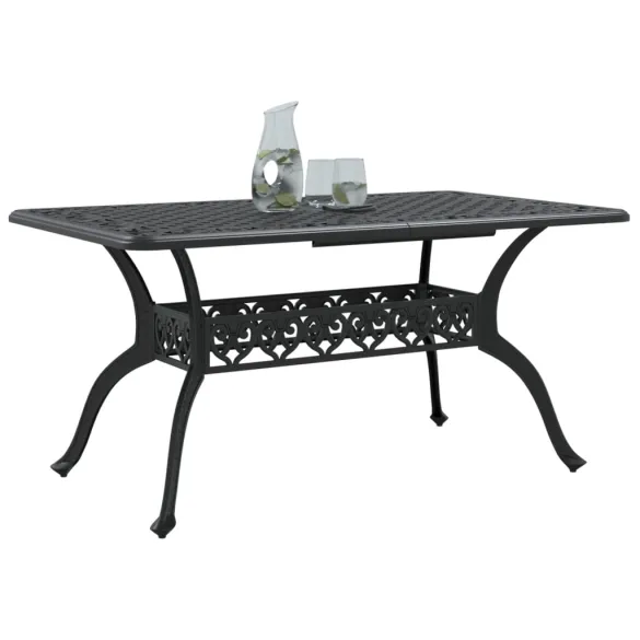 Masă Grădină Aluminiu Turnat Negru | Livrare Gratuită