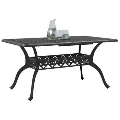 Masă Grădină Aluminiu Turnat Negru | Livrare Gratuită