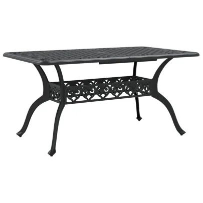 Masă Grădină Aluminiu Turnat Negru | Livrare Gratuită