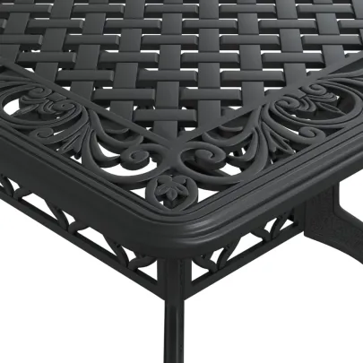 Masă Grădină Aluminiu Turnat Negru | Livrare Gratuită