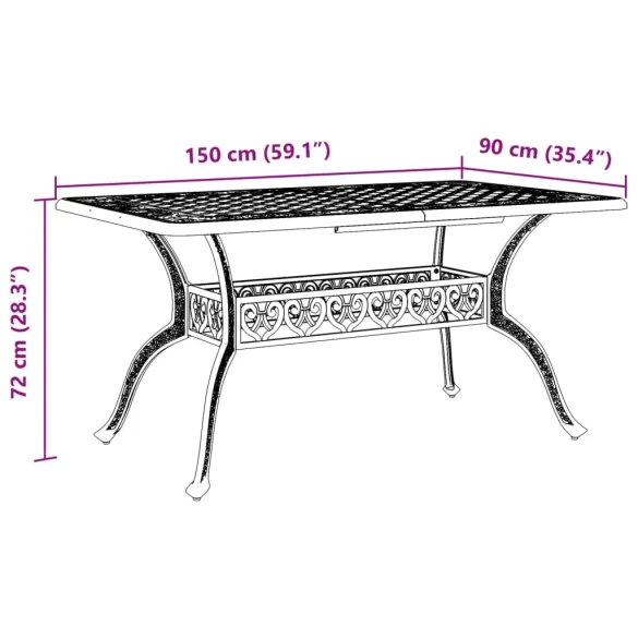 Masă Grădină Aluminiu Turnat Negru | Livrare Gratuită