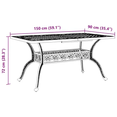 Masă Grădină Aluminiu Turnat Negru | Livrare Gratuită
