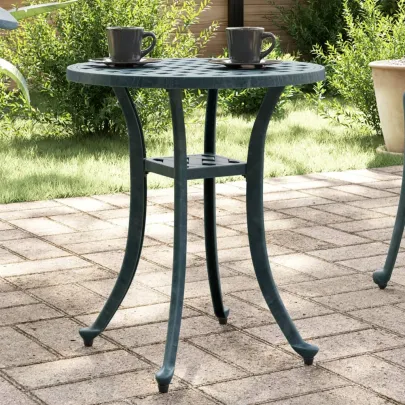 Masă Grădină Verde Aluminiu Turnat Ø48 cm | Livrare Gratuită