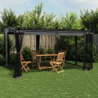 Foișor cu Plasă Antracit 4x3m - Oțel Rezistent | Livrare Gratuită