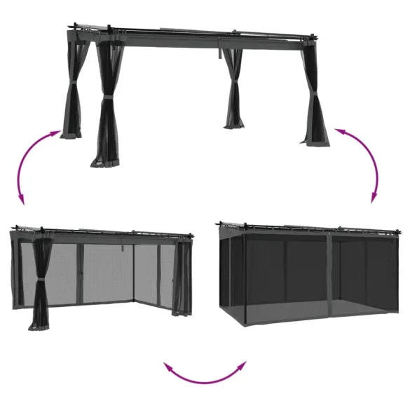 Foișor cu Plasă Antracit 4x3m - Oțel Rezistent | Livrare Gratuită