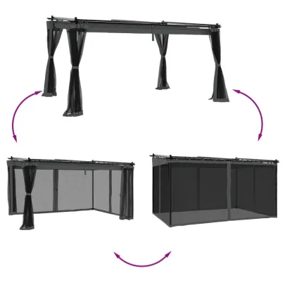 Foișor cu Plasă Antracit 4x3m - Oțel Rezistent | Livrare Gratuită