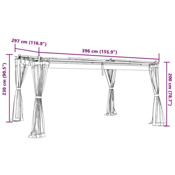 Foișor cu Plasă Antracit 4x3m - Oțel Rezistent | Livrare Gratuită