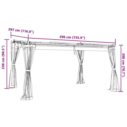 Foișor cu Plasă Antracit 4x3m - Oțel Rezistent | Livrare Gratuită