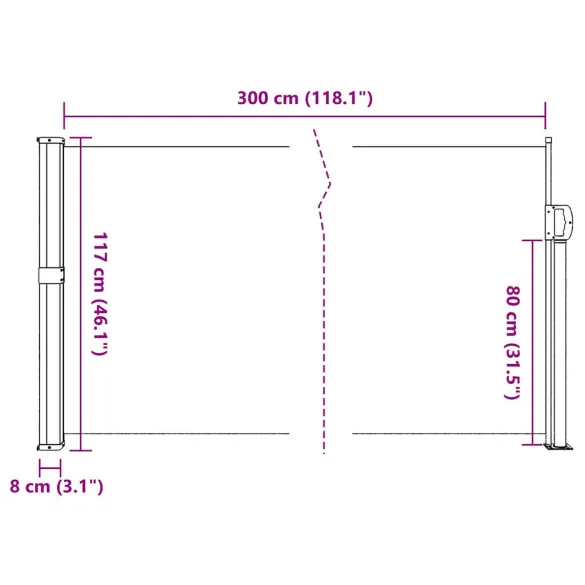 Copertină Laterală Retractabilă Roșie - 117x300 cm