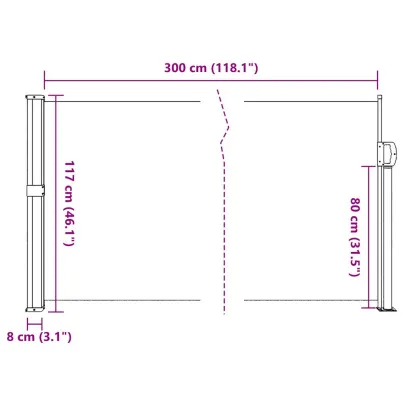 Copertină Laterală Retractabilă Roșie - 117x300 cm