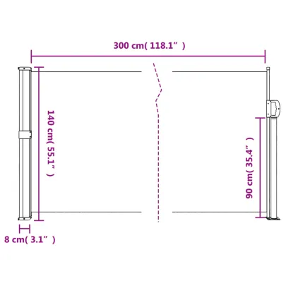 Copertină Laterală Retractabilă Teracotă 140x300 cm | Livrare Gratuită
