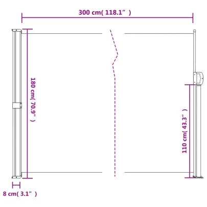 Copertină Laterală Retractabilă Roșie - 180x300 cm | Livrare Gratuită