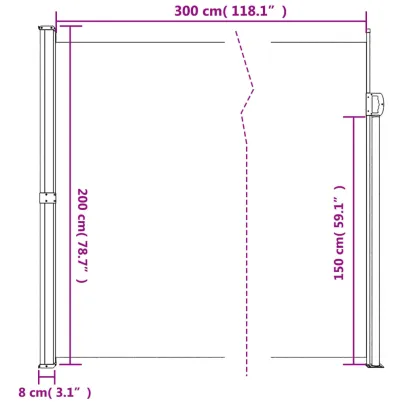 Copertină Laterală Retractabilă Albastră 200x300 cm