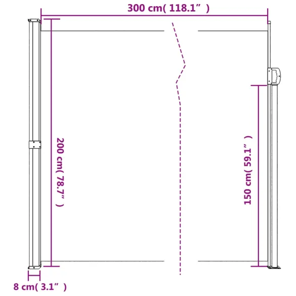 Copertină Laterală Retractabilă Teracotă 200x300 cm