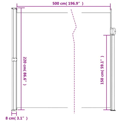 Copertină Laterală Retractabilă Roșu - 220x500 cm