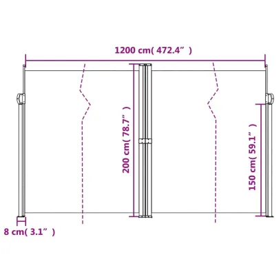 Copertină Laterală Retractabilă Verde - 200x1200 cm