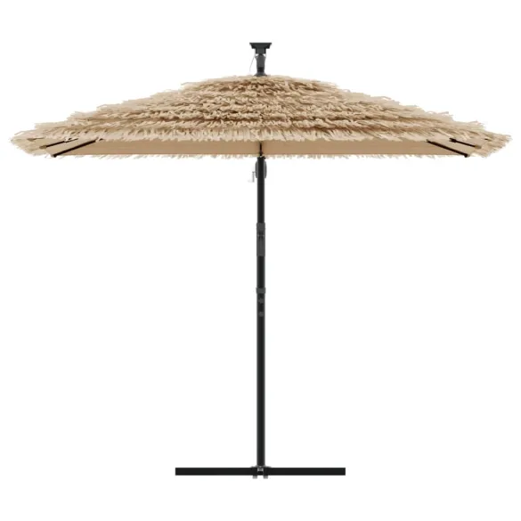 Umbrelă Soare Grădină cu LED | Acoperiș Paie | Oțel