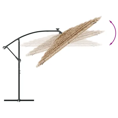 Umbrelă Soare Grădină cu LED | Acoperiș Paie | Oțel