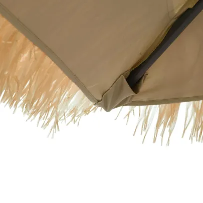 Umbrelă Soare Grădină cu LED | Acoperiș Paie | Oțel