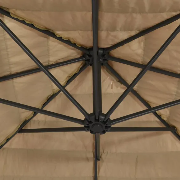 Umbrelă Soare Grădină cu LED | Acoperiș Paie | Oțel