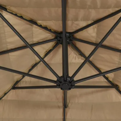 Umbrelă Soare Grădină cu LED | Acoperiș Paie | Oțel