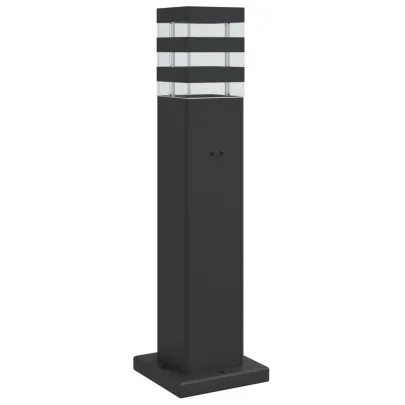 Lampă Podea Exterior cu Priză - Negru, Aluminiu, IP44