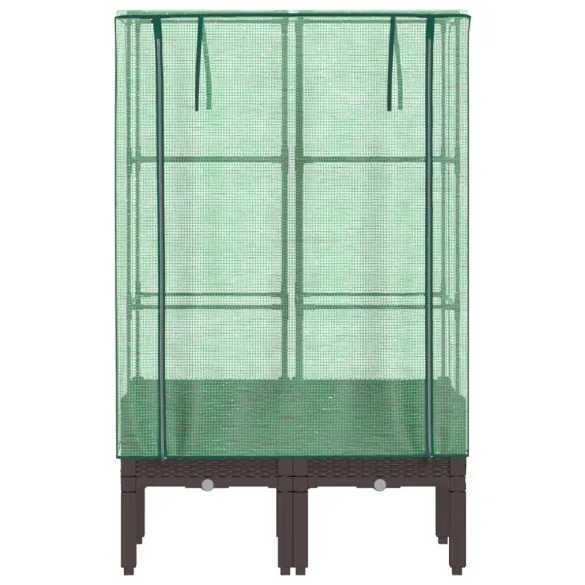 Strat Înălțat cu Seră Ratan pentru Grădinărit | Livrare Gratuită