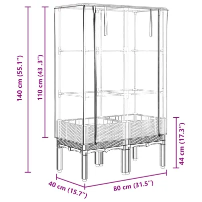Strat înălțat cu Seră Ratan - Protecție Plante | Livrare Gratuită
