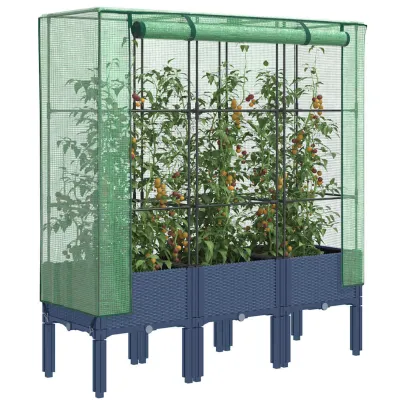 Strat înălțat cu seră - Aspect ratan - 120x40x140 cm