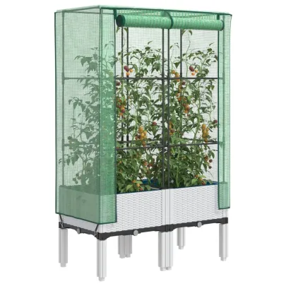 Strat Înălțat cu Seră Ratan - Cultivă Legume și Ierburi