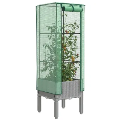 Strat Înălțat cu Seră Ratan - Cultivă Ușor | Livrare Gratuită